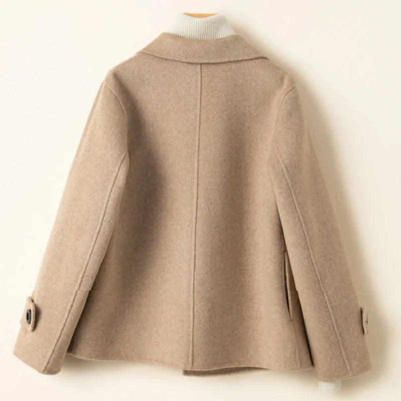Dam Blazer Dubbelknäppt Högkvalitativt Tyg Elegant Design-3