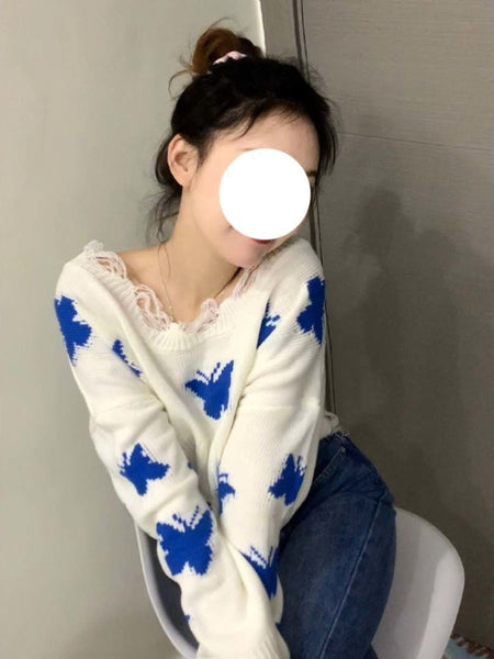 Dam Tröja Fjärilsdesign Mjuk Kashmir-2