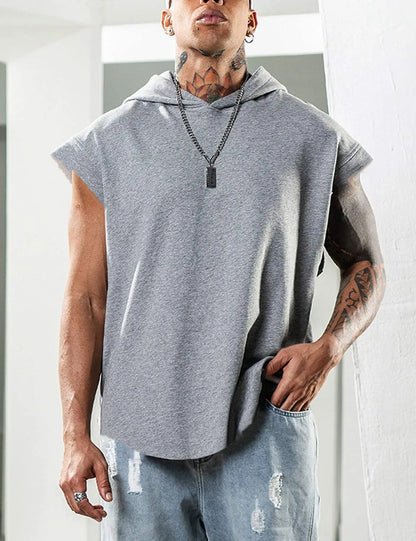 Dam Ärmlös Hoodie Modern Design Bomull-5