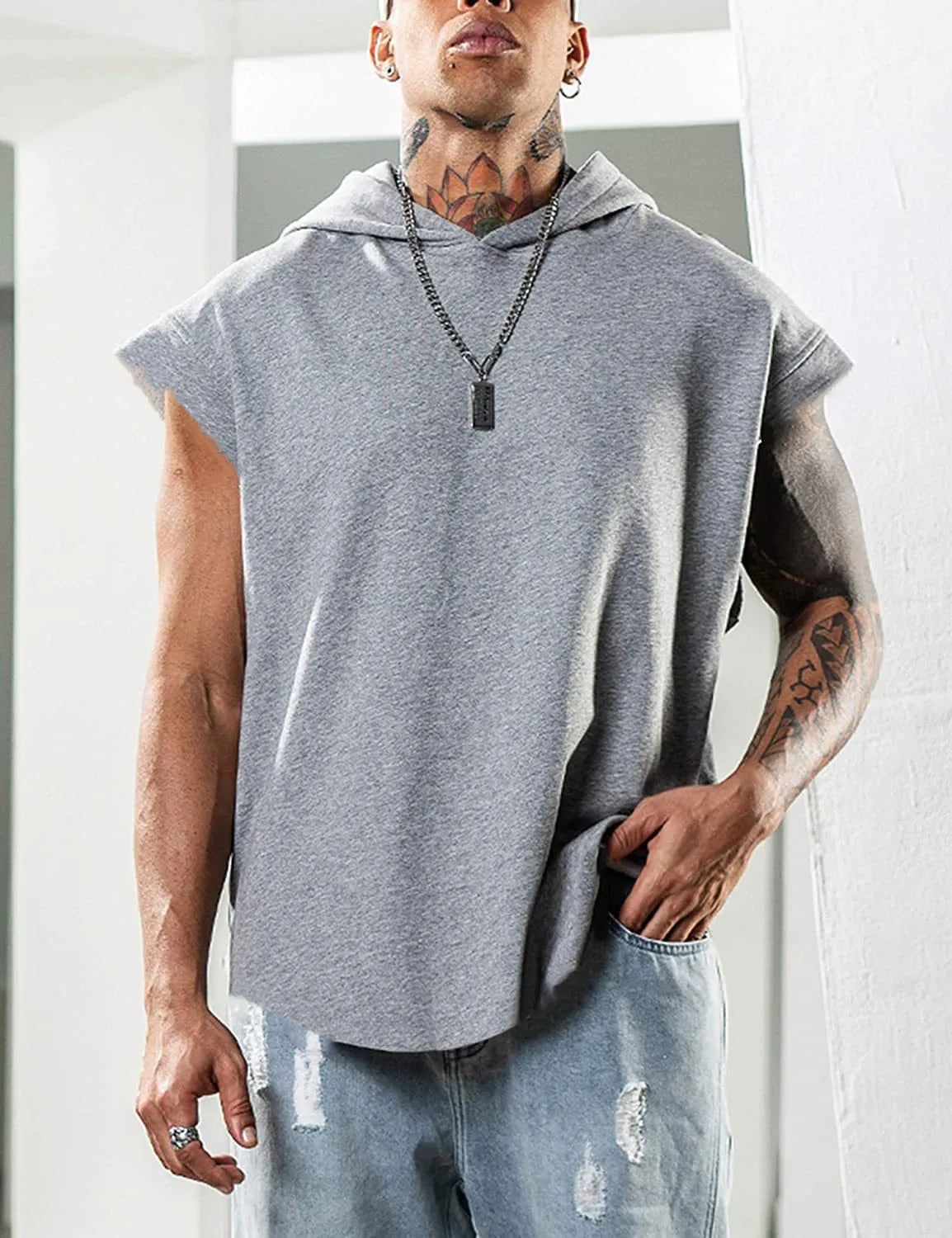 Variant image for Dam Ärmlös Hoodie Modern Design Bomull-11