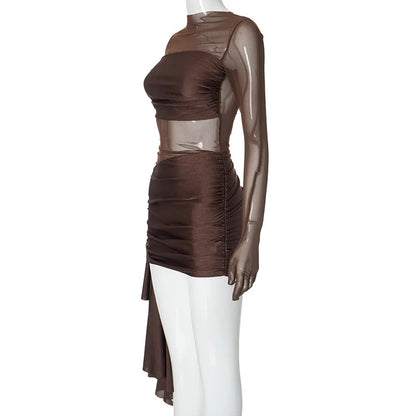 Dam Mini Klänning Monokrom Polyester - Fina Dam Klänningar för Vardags- och Festbruk-5