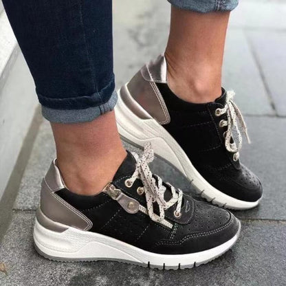 Dam Sneakers Snörning Dragkedja Textil Komfortabel Design-4