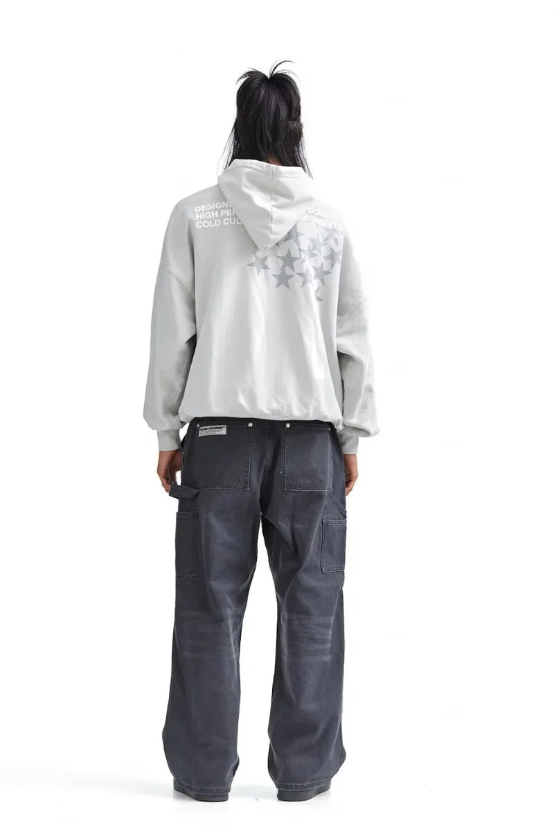 Dam Överdimensionerad Hoodie Mjuk Bomull med Vågig Logotyp-3