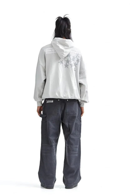 Dam Överdimensionerad Hoodie Mjuk Bomull med Vågig Logotyp-3