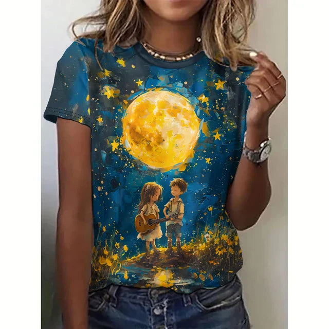 Dam Kort Topp Trendig Bomull-6