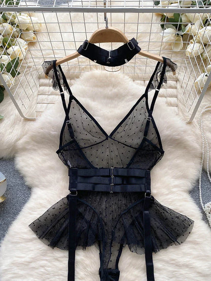 Snygga Damunderkläder Set i Spets och Polyester - Sexiga Underkläder Dam med Formande Passform-2