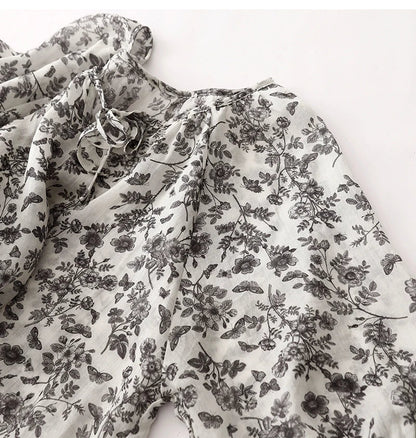 Damblus Blommigt Linne Avslappnad 100% Linne-3