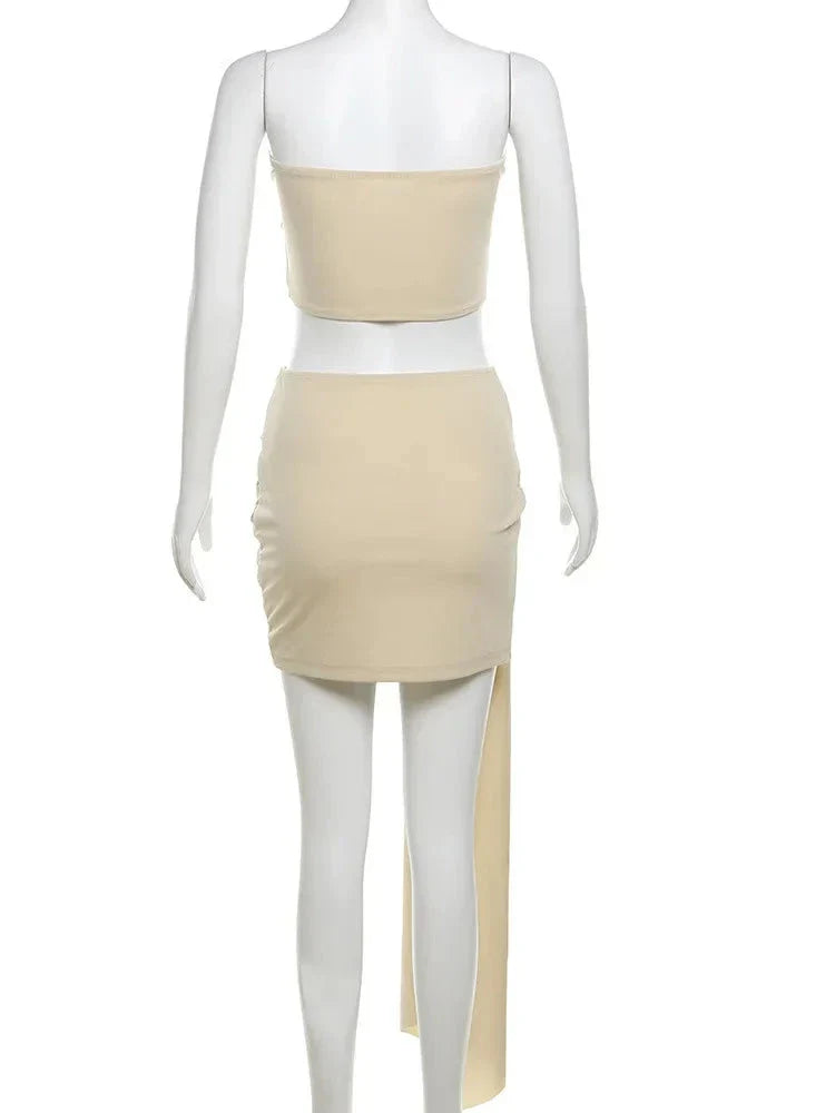 Dam Skivkjol Ermlös Topp Bodycon Spandex-6