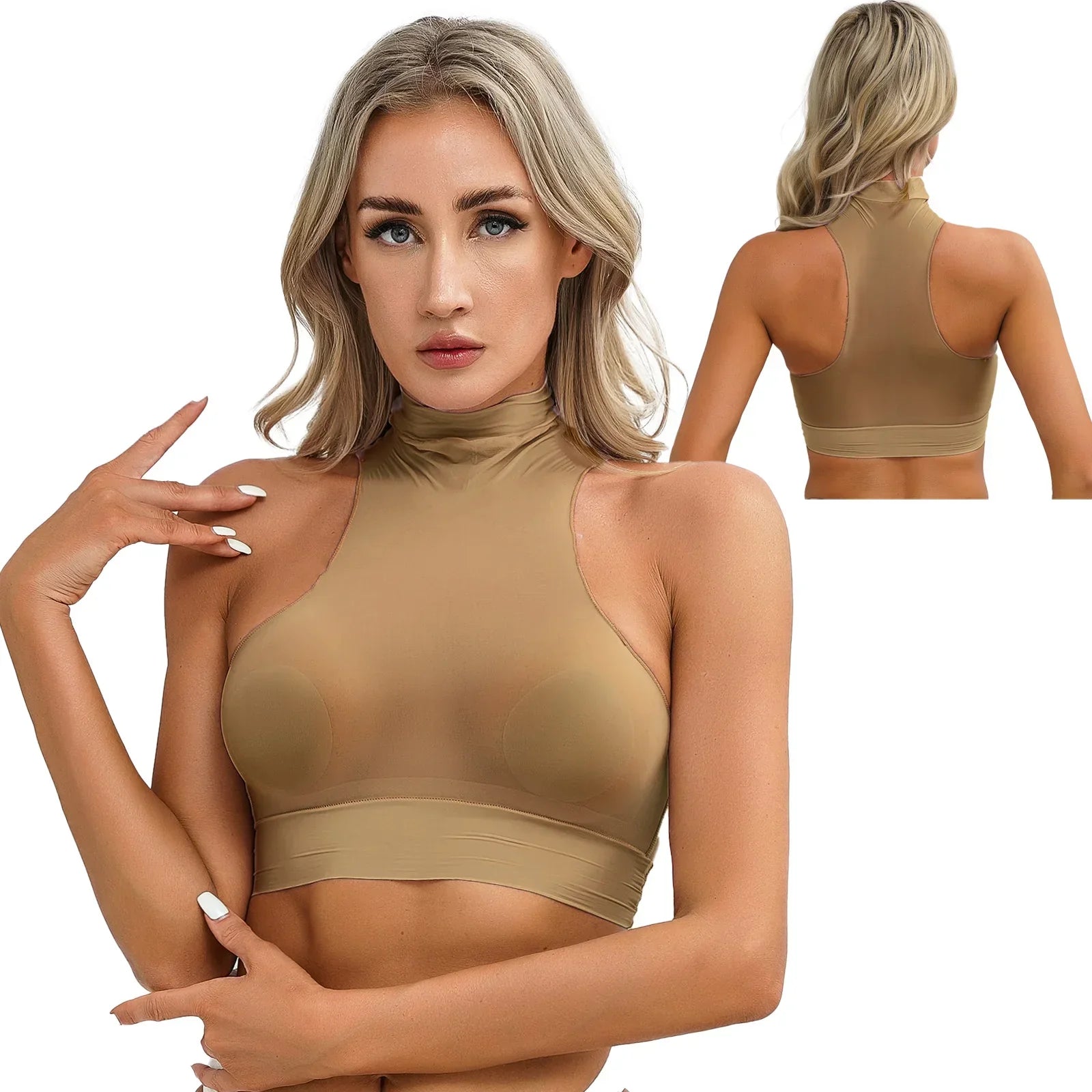 Dam Topp Beskuren Nylon Spandex Flexibel Passform-6