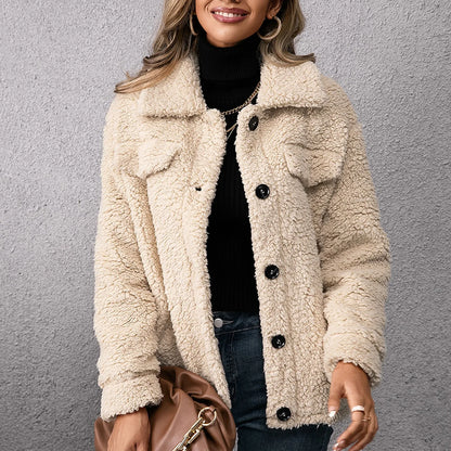 Damjacka Teddyjacka Lösa Snitt Mjuk Fleece-2