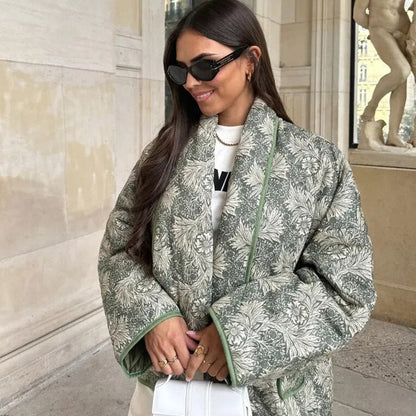 Överdimensionerad Dam Kappa i Högkvalitativt Tyg med Tryckt Design – Bekväm och Elegant för Höst och Vinter 16