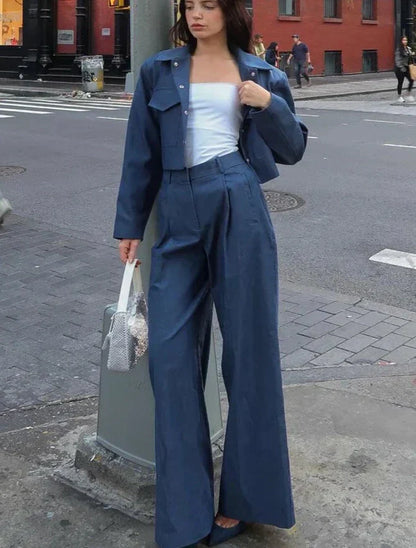 Dam Streetwear Set Jacka och Byxor Polyester och Bomull-2