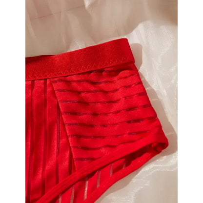 Snygga Damunderkläder Set Randig Polyester med Justerbar Bärartyp-4