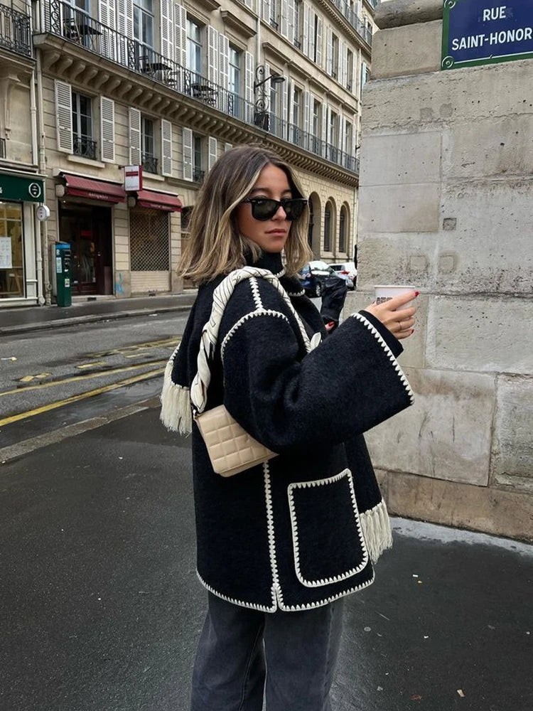 Damjacka Casual med Sjal Krage i Bomull och Polyester-2