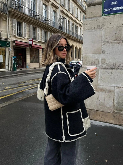 Damjacka Casual med Sjal Krage i Bomull och Polyester-2