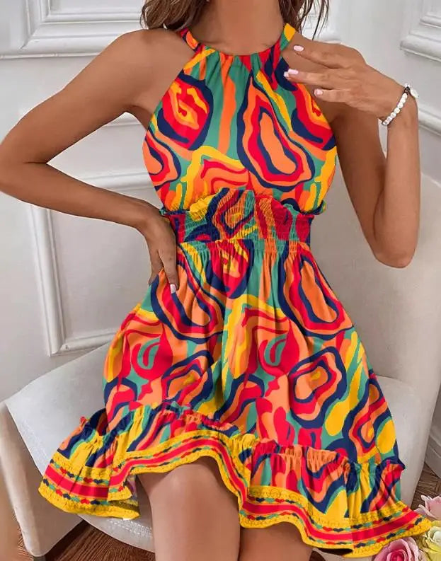 Variant image for Dam Ärmlös Sommarklänning Avslappnad Polyester-9