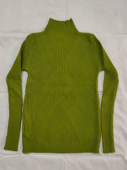 Kvinnors Turtleneck T-shirt Figur-Hugging Bomull Spandex-6