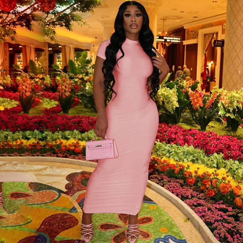 Dam Maxiklänning Monokrom Polyester Spandex Elegant Silhuett-5