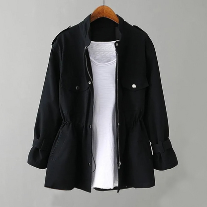 Kvinnors Jacka Justerbar Midja Polyester Minimalistisk-1