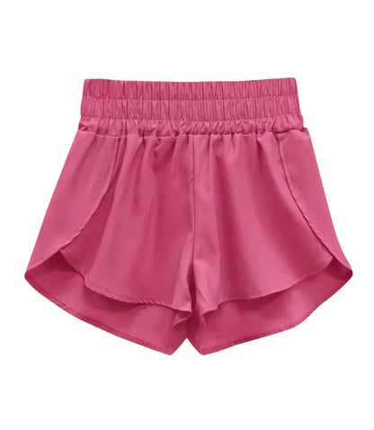 Dam Träningsshorts Hög Midja Lätt Tyg Sportig Design-3