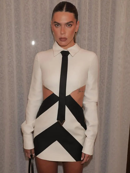 Kvinnors Miniklänning Slim Fit Patchwork Polyester Spandex 7