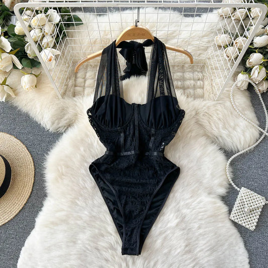 Dam Bodysuit Blommönster Fitted Polyester-1