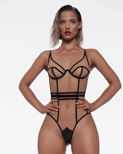 Dam Teddykjol Ärmlös Linne Transparenta Detaljer-5