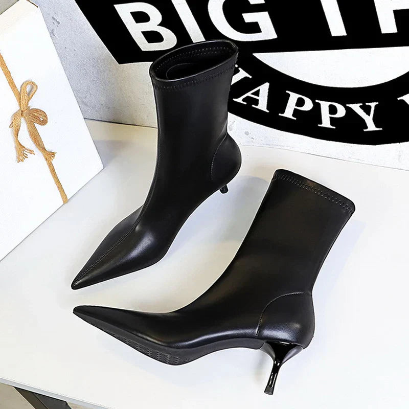 Dam Stövlar Midi Spetsig Tå Mesh Andningsbar Komfort-3