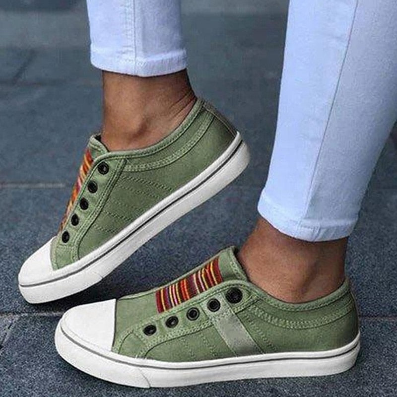 Dam Sneakers Fotledshöga Monokrom Canvas med Gummisula 3