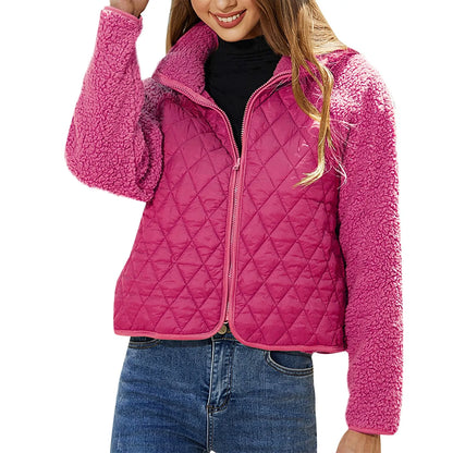 Damjacka Crop Teddy Bomberjacka Modern Design Mjuk Material 9