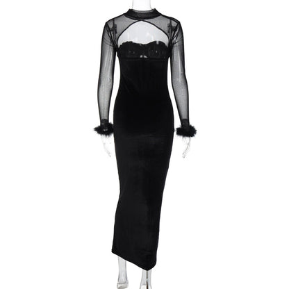 Dam Maxiklänning A-linjeformad Polyester Ankellång-5