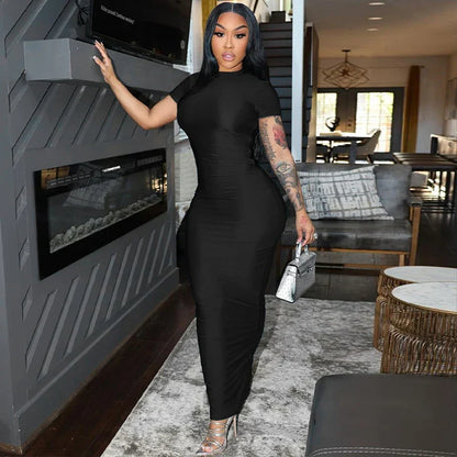 Dam Maxiklänning Monokrom Polyester Spandex Elegant Silhuett-2