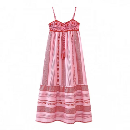 Kvinnors Lång Klänning Tryckt Polyester-4