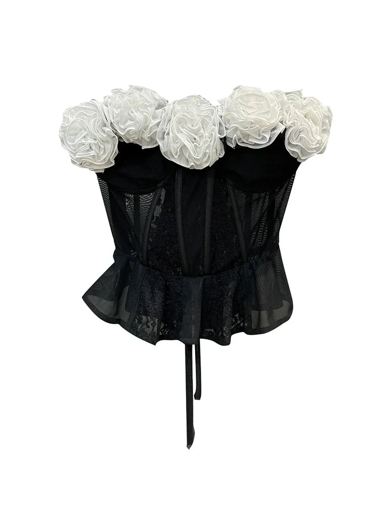 Dam Bustier Kort Patchwork Polyester-6