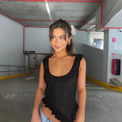 Dam Topp Ruffles Polyester För Festtoppar-1