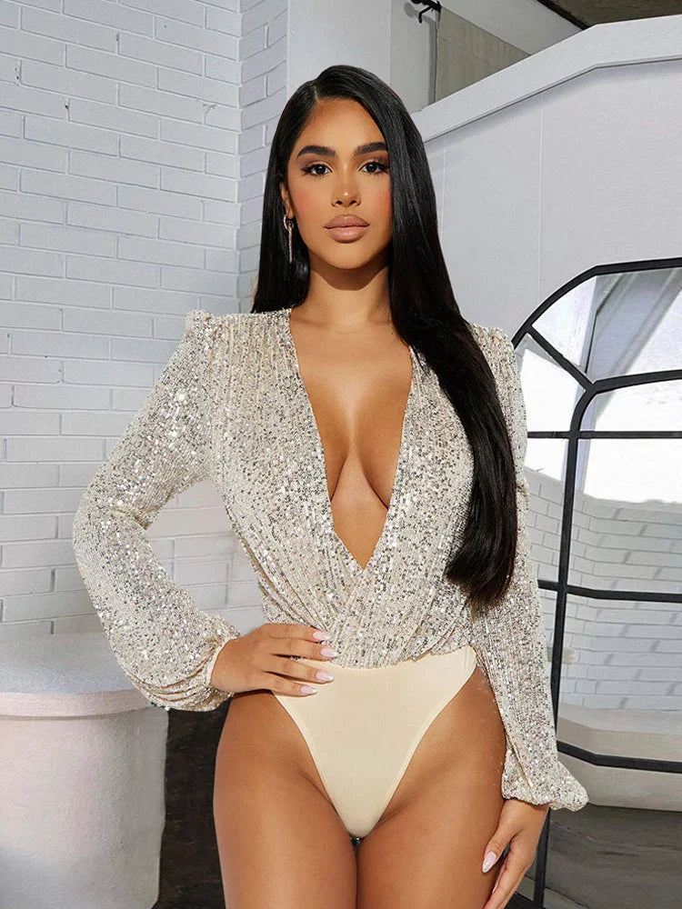Variant image for Dam Bodysuit Monokrom Paljett Polyester-2