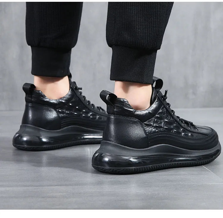 Herr Sneakers 3D Krokodildesign Andningsbart PU Med Gummisula-3