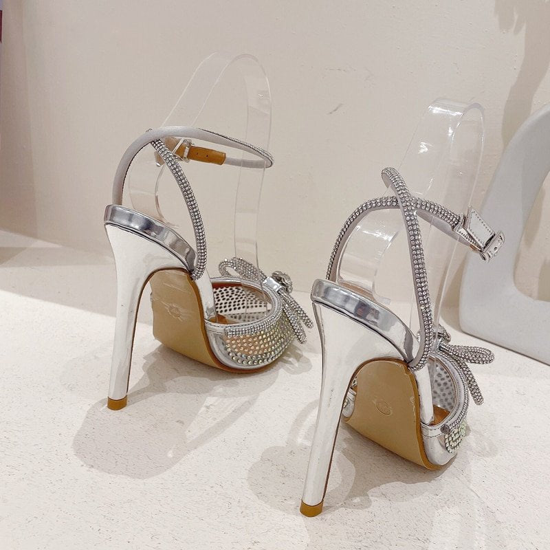Kvinnors Slingback Pumpsandaler Hög Klack PVC med Glittrande Detaljer-6