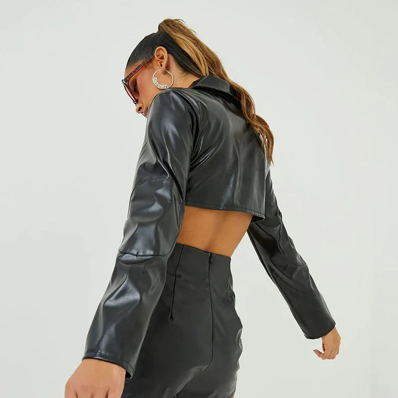 Dam Skinnjacka Modern Syntetisk med Broderier-4