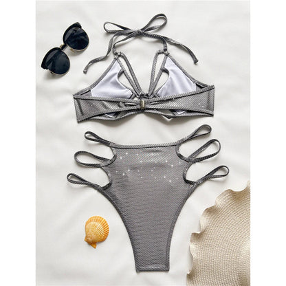 Dam Bikini med Glitter och Trådlöst Stöd i Polyester och Spandex-4