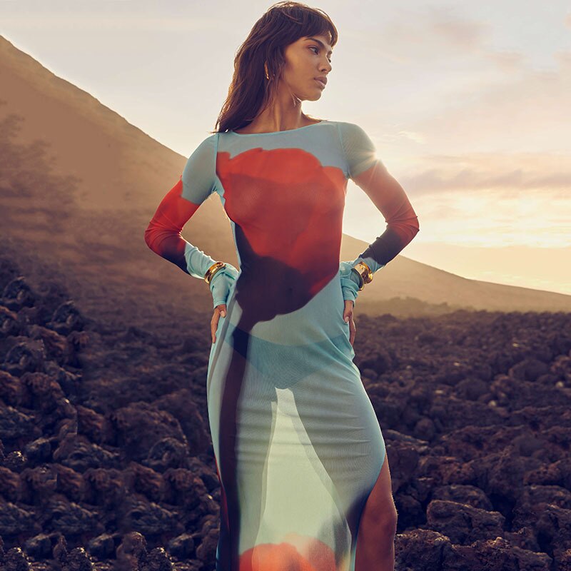 Maxiklänning Dam Justerbara Ärmar Polyester Elegant Ankel-längd-3