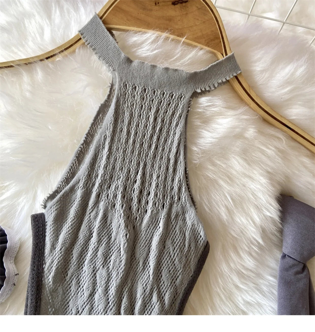 Snygga Damunderkläder Set Åtsittande Polyester Halterneck-2