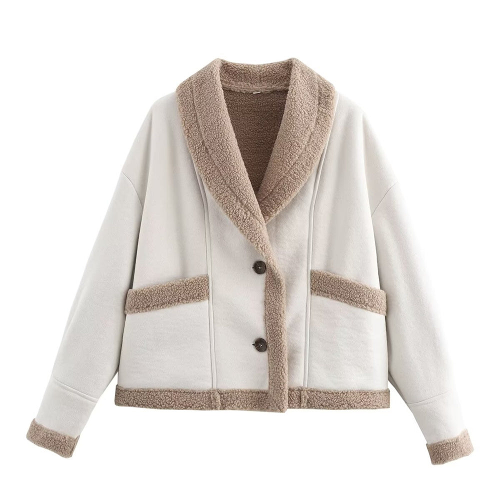 Damjacka Suede Stilren med Fickor för Dam-6