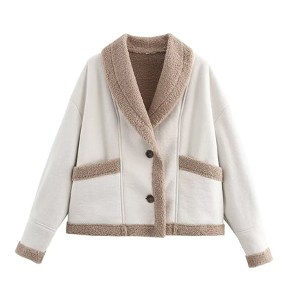 Damjacka Suede Stilren med Fickor för Dam-6