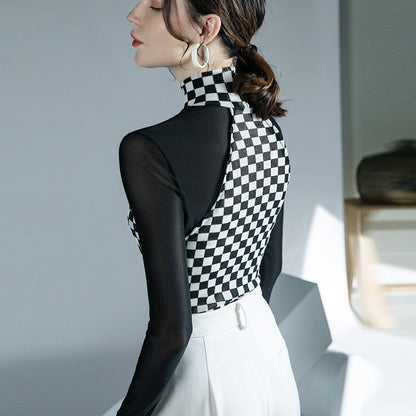 Blus Dam Turtleneck Carom Mönster Polyester-5