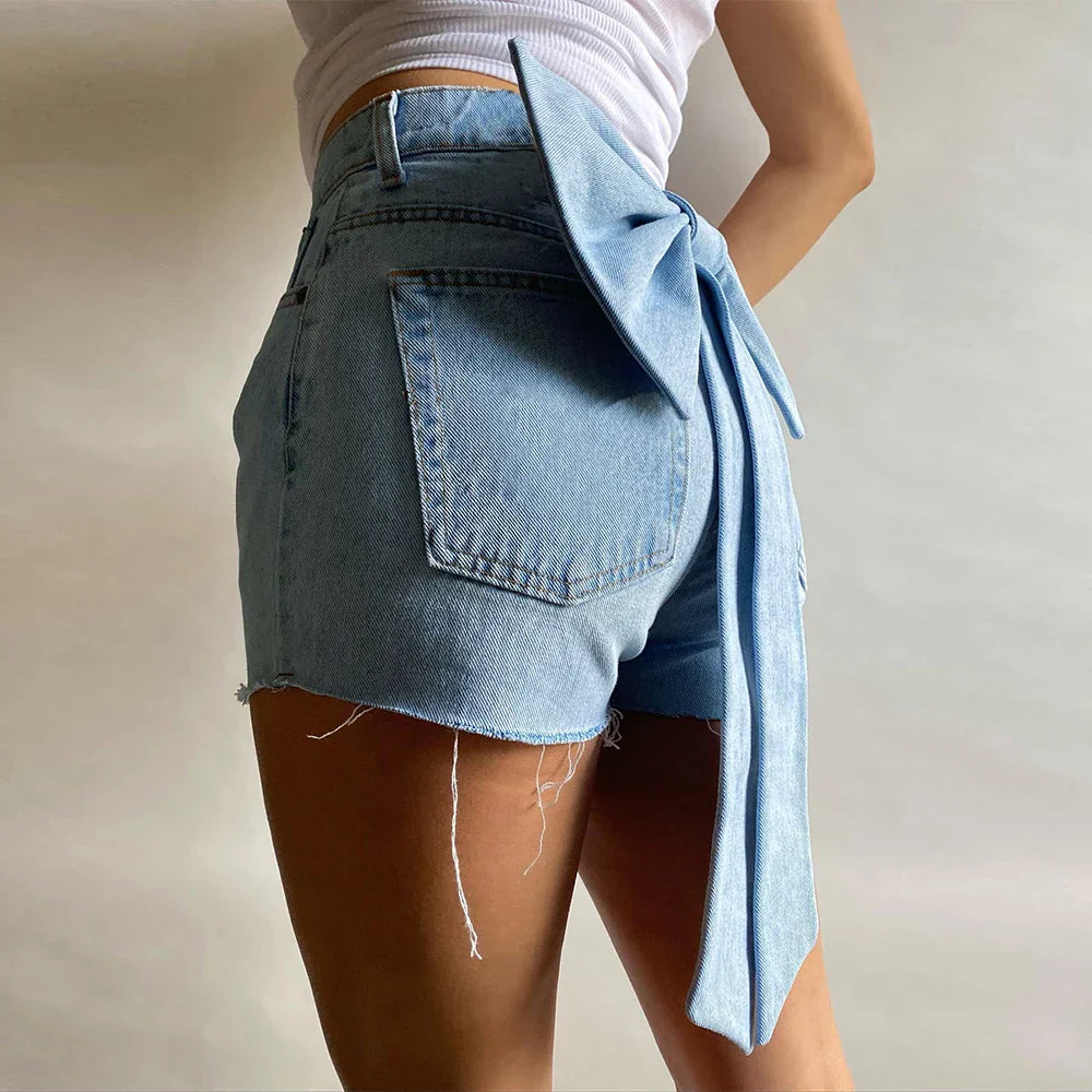 Dam Shorts Mjuk Denim Korta Styla Komfortabla-4