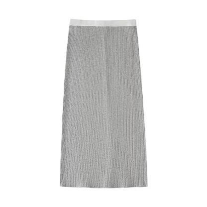 Dam One Shoulder Top och Midirock Ribbad Polyester för Sommarkläder-6