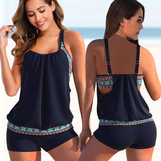Kvinnors Tankini Set Tvåfärgad Design Högkvalitativt Tyg-1