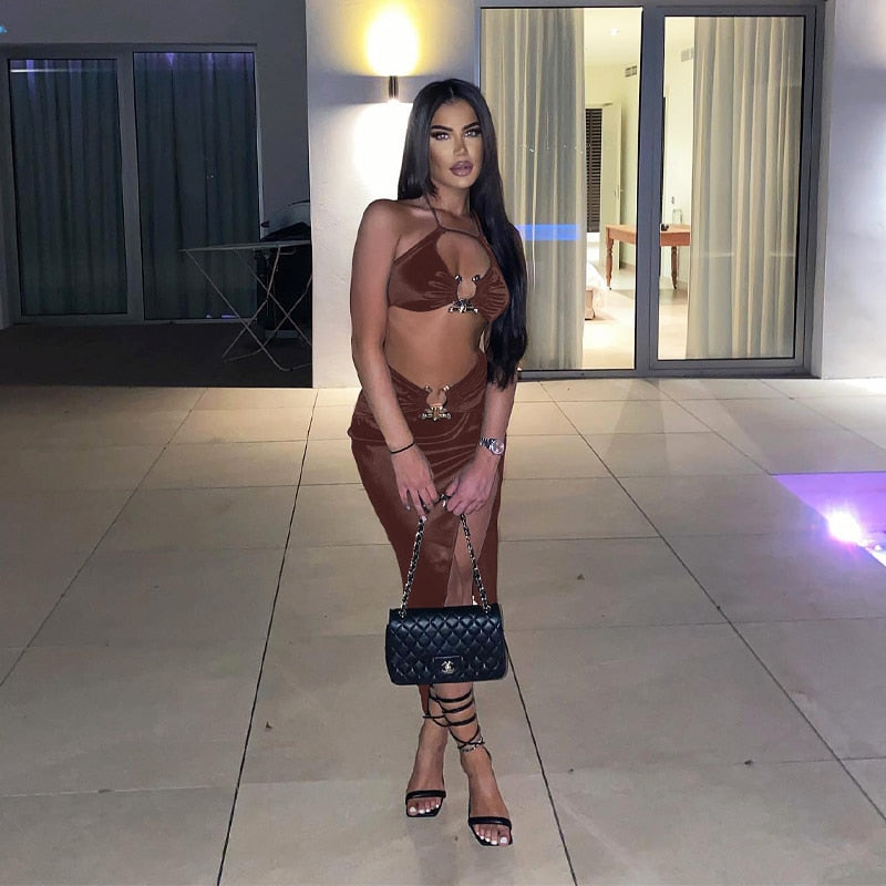 Damklänning Midirock Figurnära Spandex och Polyester-6