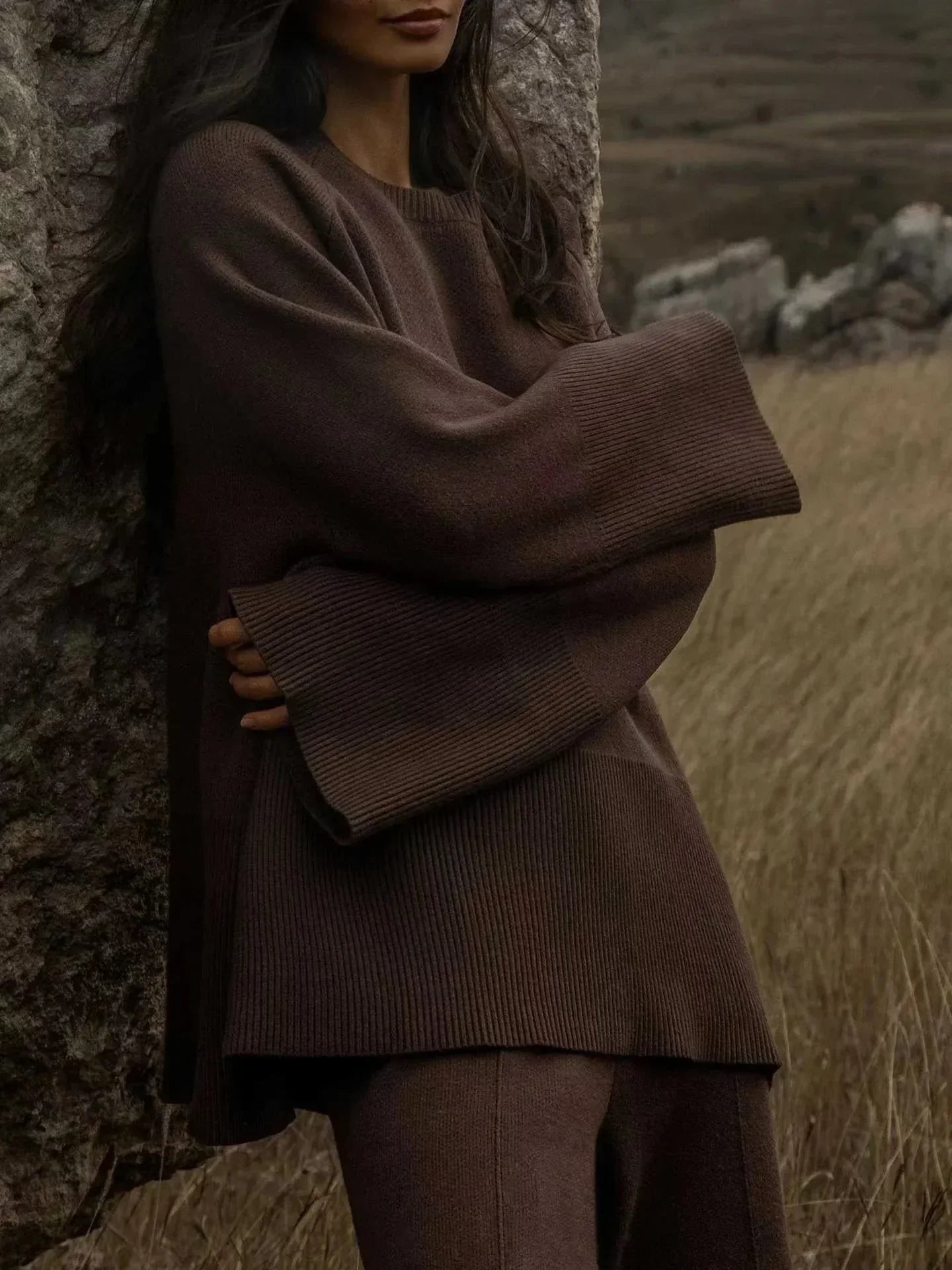 Dam Vinterpullover Set Mjuk Akryl Trendig Design-2